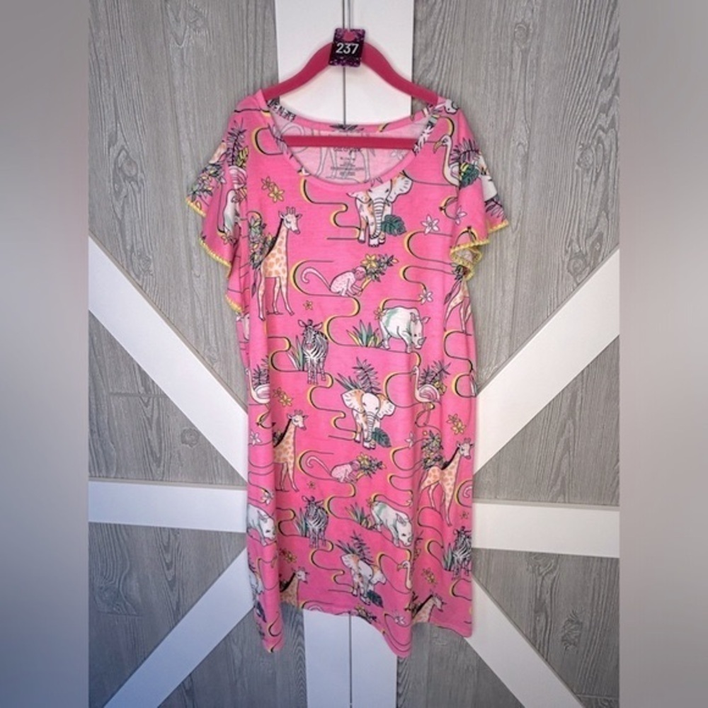237. Girls Cat And Jack Animal Print Nightgown Sleepwear XL